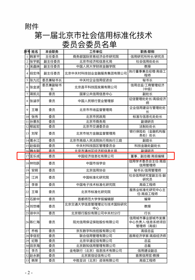 北京市社会信用标准化技术委员会获批成立